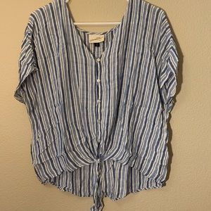 Striped Button Up T-Shirt